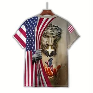 Patriotic Jesus Graphic T-Shirt